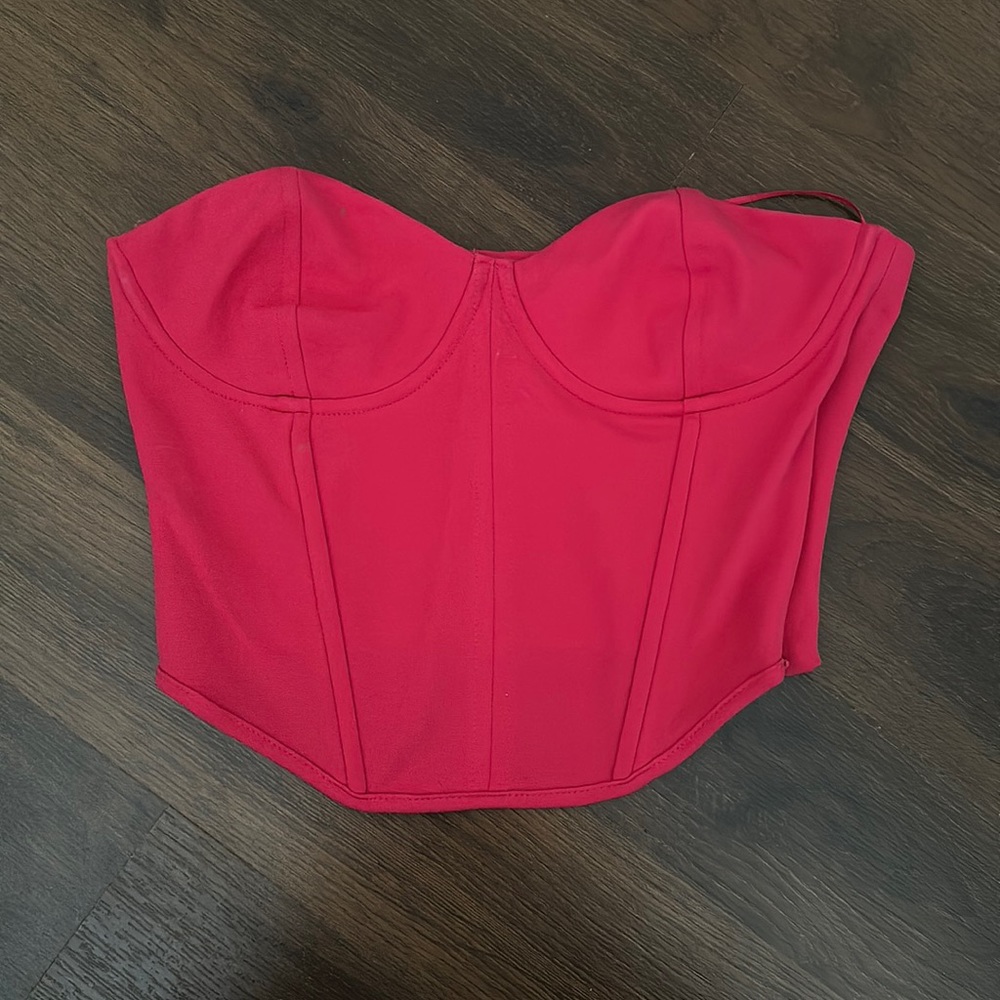 Pink strapless corset top
